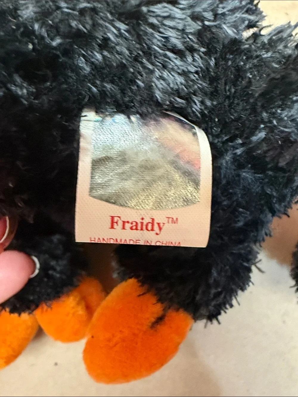 Ty Black Cat Plush with Orange Accents